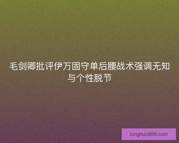 毛剑卿批评伊万固守单后腰战术强调无知与个性脱节 毛剑卿批评伊万固守单后腰战术强调无知与个性脱节